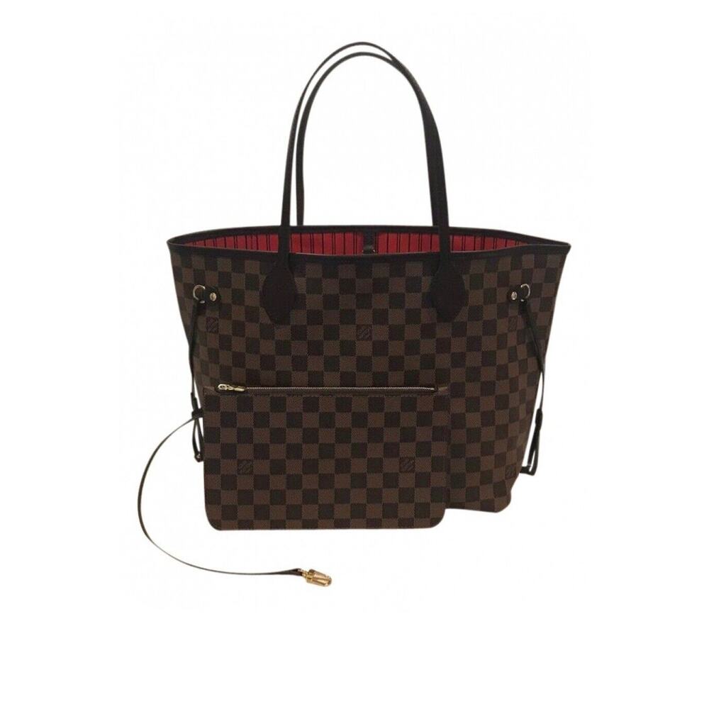 LOUIS VUITTON Neverfull MM Damier Ebene Tote Bag Brown